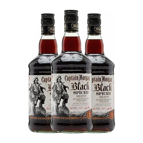 Ron Captain Morgan Black Spiced Añejo Botella Misil 1 L (Caja de 3 Botella Misil de 1 L)