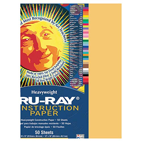 Tru-Ray Sulphite Construction Paper, 9 x 12 Inches, Gold, 50 Sheets - 054402
