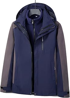 CNSTORE Jaqueta masculina Terno de montanhismo com capuz com zíper e jaqueta quente de veludo conjunto de duas peças jaqueta de chuva à prova de vento