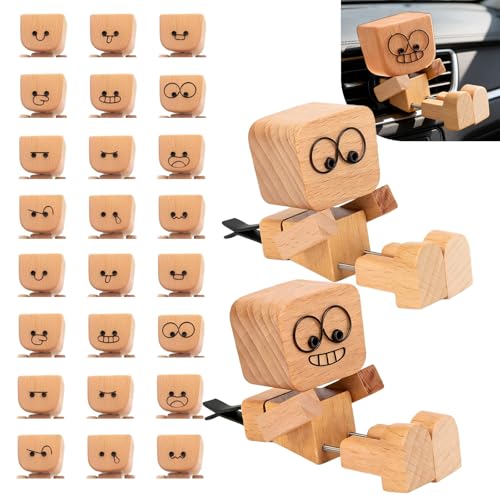 Set de 2 Muñecos de Madera con Pies que Se Mueven y Clip miniatura 1