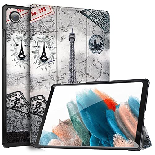 Image of Robustrion Smart Trifold Hard Back Flip Stand Case Cover for Samsung Galaxy Tab A8 10.5 inch [SM-X200 /X205 /X207] 2022 - Eiffel
