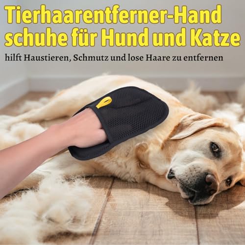 Fell Magnet Handschuh, Tierhaarentferner Handschuh Doppelseitig für Hunde & Katzen, Atmungsaktive Fellmagnet mit Statische, Wiederverwendbar, Double Sided Grooming Glove für Fellpflege im Alltag(2PCS)