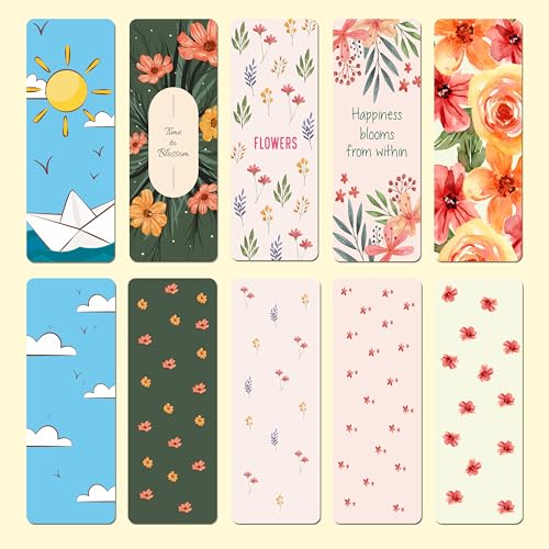 Image of PaperO Nature Series Bookmarks | 14 x 5 cm | Double-Sided Design | Durable & Stylish Page Markers | Pack of 15