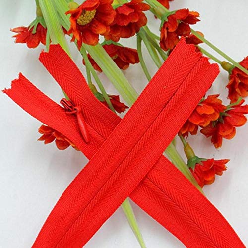 8pcs 3# Largo 28cm 35cm 40cm 45cm 50cm 55cm 60cm Negro Blanco Gris Beige Azul Rojo Verde Cremalleras invisibles DIY Cremallera de bobina de nylon, Número rojo162,3# Cover