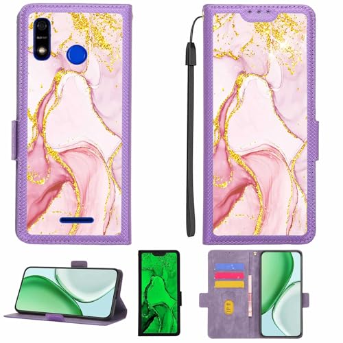 Aroepurt Coque Compatible pour Kalley Element Play Coque Étui Housse Case Support [avec Film Protecteur HD d'une dureté de 9H] [Blocage RFID][Paillettes dorées + Brillantes] LPT-FDL