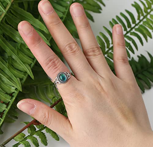 Jstyle 925 Sterling Silver Mood Ring For Women Girls Vintage Celtic Knot Rings Jewelry 18K White Gold Plated Handmade Oval Solitaire Ring Temperature Control Color Change Mood Rings 4 #TOP4