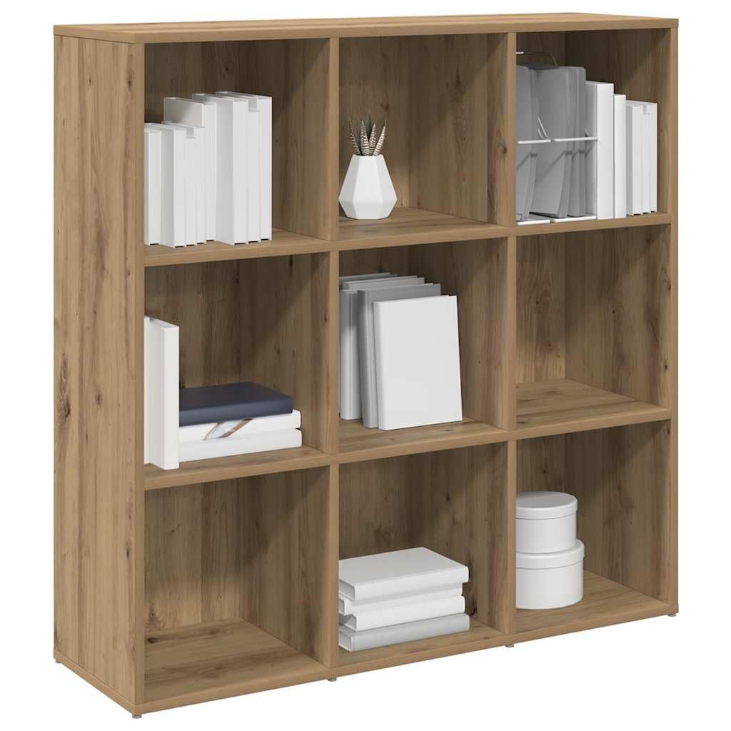 Estantería de madera de roble Artisan, 98 x 29 x 97,5 cm, 9 compartimentos, estantería de pie para salón, dormitorio, oficina, diseño moderno