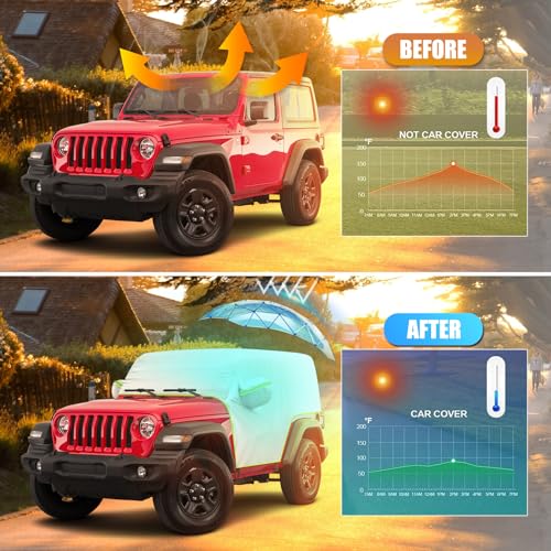 Image of SUPAREE Covers Waterproof 2 Door fits Wrangler 2007-2023 JK JL 2 Door All Sub-Models,Covers Outdoor Sun Rain Wind Snow Protection,Slivery Storage Bag with Extra Accessories