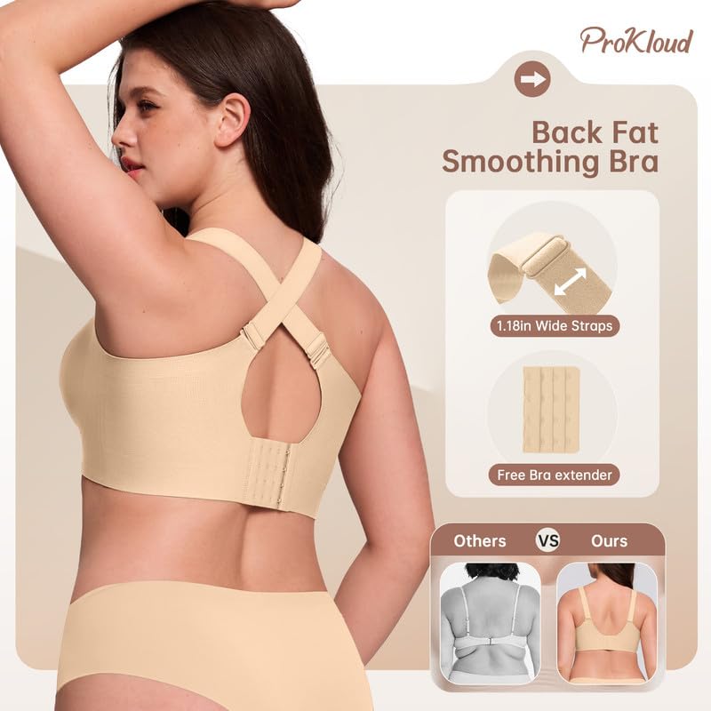 Image of ProKloud Jelly Bras for Women No Underwire Wireless Bra with Support and Lift Full Coverage Plus Size Comfy Seamless Bra