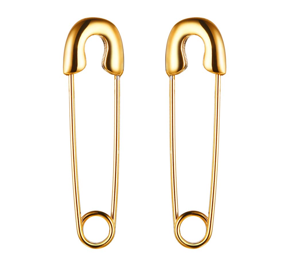 Gold Plated Stainless Steel Stylish Cartilage Earrings Punk Goth Safety Pin Earrings for Women,Valentine's Day Gift idea for her