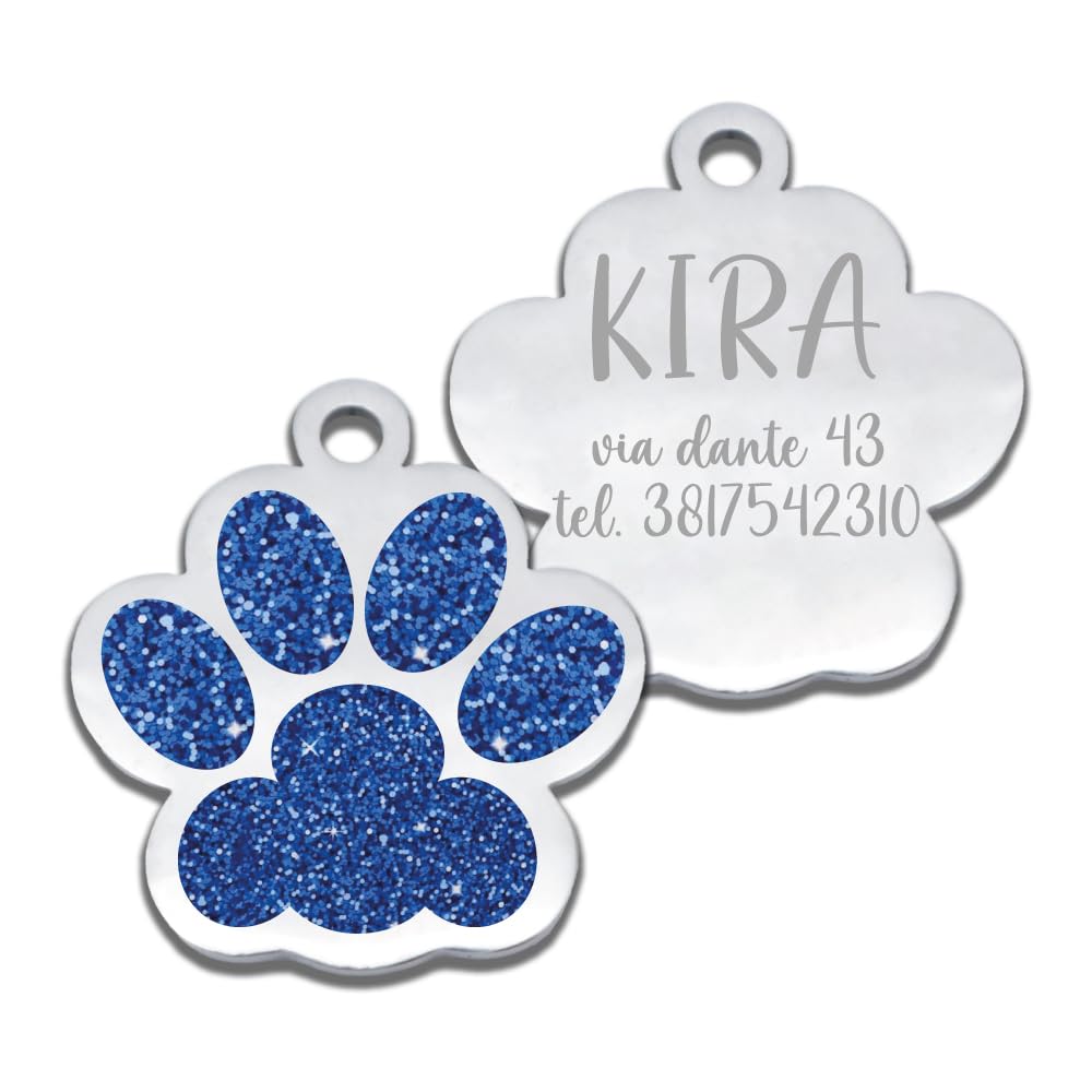 Targhetta Personalizzata Per Cani E Gatti FRAMEG - Incisione Laser, Acciaio Inox, Forma Zampa