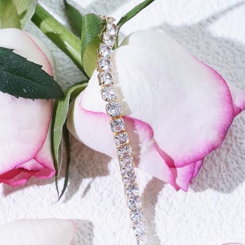 14K Gold Plated Women Tennis Necklace with CZ Gems and 13-18'' Adjustable Chain, Gift for Christmas, Baptism, Wedding, Birthday, Anniversary (Box Included)3