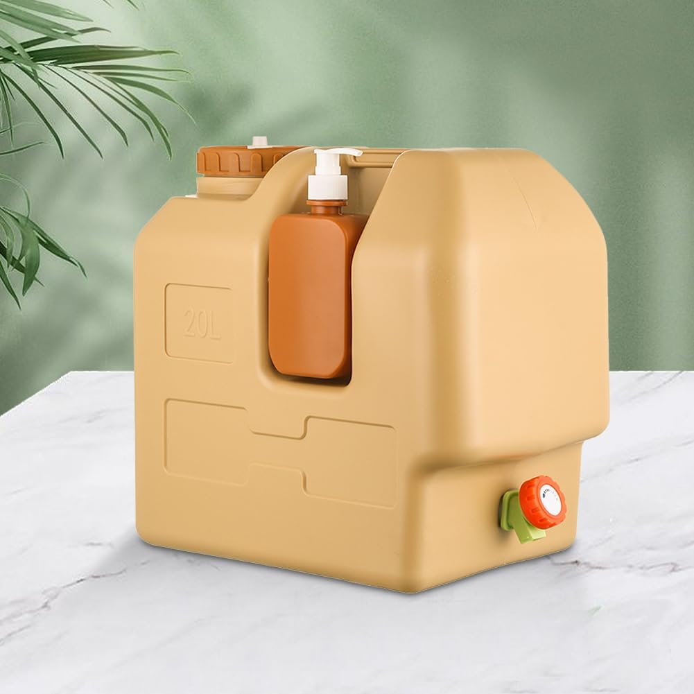 20L Water Container with Spigot and Soap Dispenser Portable Camping Water Jug BPA Free Water Storage Carrier for Camping Car Outdoor Hiking Picnic Emergency - Image 3