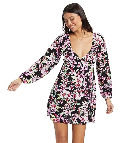 Roxy Women's Sweetest Shores Long Sleeve Dress, Anthracite New Life
