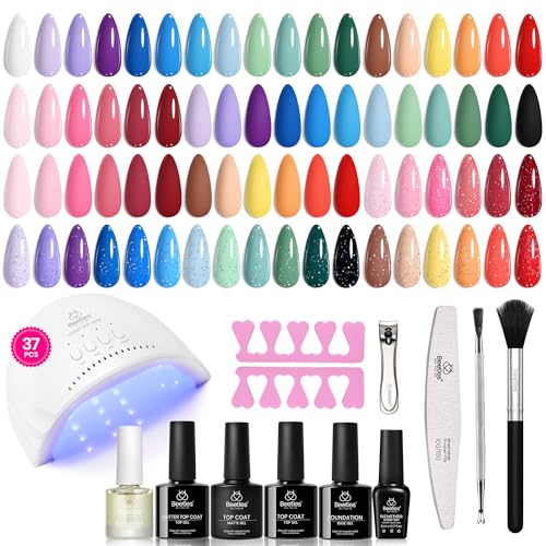 Beetles Gel Nail Polish Kit with Uv Light - 37Pcs