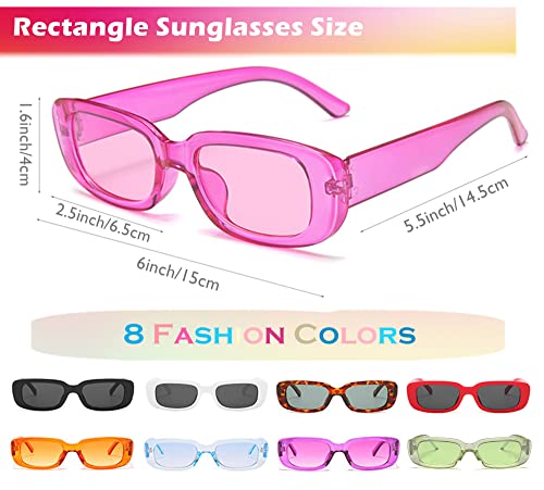 Eyegla 8 Pack Retro Rectangle Sunglasses for Women Trendy Square Party Glasses Bulk for Women Men4