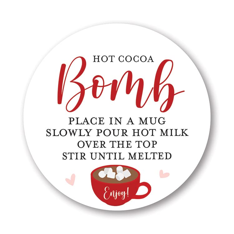 Calcomanías redondas de bomba de chocolate caliente de 2 pulgadas juego de 40 taza rosa