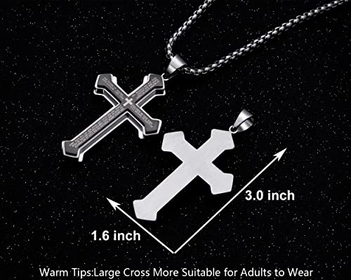 Rehoboth Men's Stainless Steel Nail Lord's Prayer Cross Pendant Necklace for Men Women Big Pendant and Strong Chain 24"2
