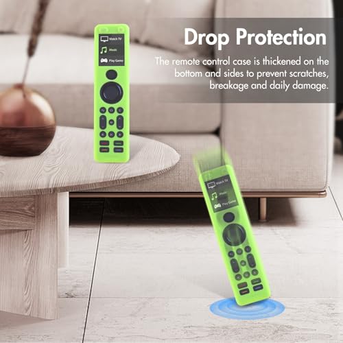 Image of LEFXMOPHY Glow Green Cover for SofaBaton X1S Universal Remote Control Green Silicone Case Replacement with Lanyard