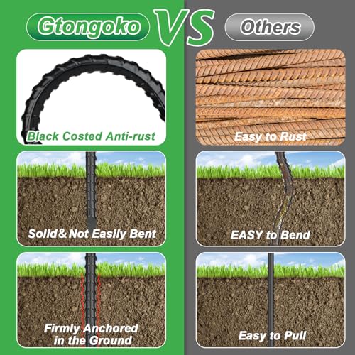 Image of Gtongoko Trampoline Stakes Heavy Duty, 12 /16 Inch U-Shaped Ground Anchors, 8mm Galvanized Steel Rebar Wind Stakes for Trampoline Safety, Anti-Rust Outdoor Stakes for Trampoline, Tent, Swing Set