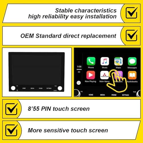 Image of 8 inch Touch Screen Digitizer Replacement for Mitsubishi Outlander 2019-2022 LCD Display Radio Screen Replaces 8740A130, 8740A040, 8740A076