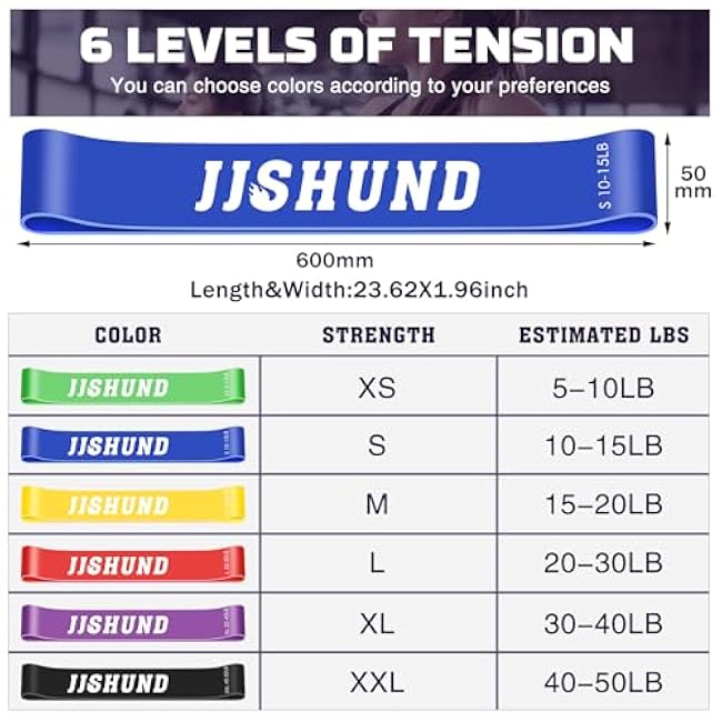 6 Pcs Resistance Bands for Working Out, Exercise Loop Bands for Women and Men, Elastic Stretch Bands Workout Bands for Yoga Pilates Fitness Home Gym Body Stretching Booty Legs Strength Training