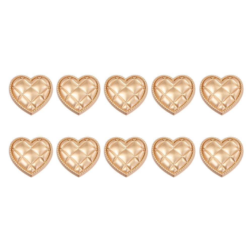 10 Pcs Heart-Shaped Golden Metal Decorative Buttons, Vintage Buttons for Wedding Dress Clothing Accesories Sewing Buttons(20mm-Fog Gold)