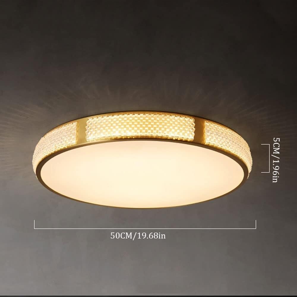 Minimalistyczna lampa sufitowa w pełni miedziana, luksusowa kryształowa lampa sufitowa, okrągła lampa sufitowa LED do montażu podtynkowego do sypialni, gabinetu, salonu, sypialni,