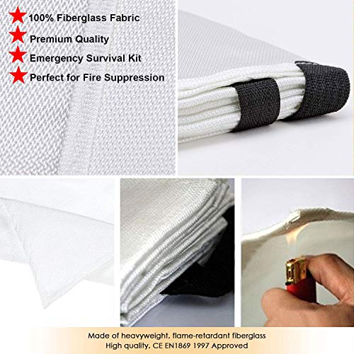 PADOMA Fire Blanket Fire Suppression Blanket (2 PACK) Heavy Duty Fiberglass Cloth, Emergency Fire Safety Blanket Reusable For People, Designed For Kitchen, Fireplace, Grill, Car, House, 39.3X 39.3inch