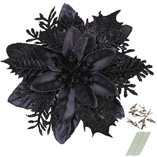 Greentime 12 Stück Glitzer-Weihnachtssterne 5,5' Kunstblumen...