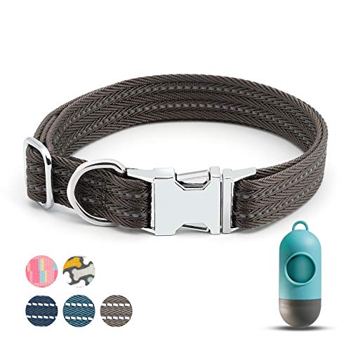 Petties&Sweeties Dog Collars,Collars for Small Dogs Nylon Dog Collars with Metal Buckle Adjustable in Pink,Blue,Colorful,Green,Coffee Reflective Pet Collars
