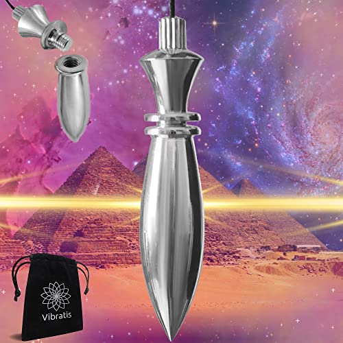 Péndulo de Adivinación Egipcio Thot de Latón Plateado | Péndulo con Testigo Magnetizador Emisor y Receptor [Satisfacción o Reembolso DE por Vida]
