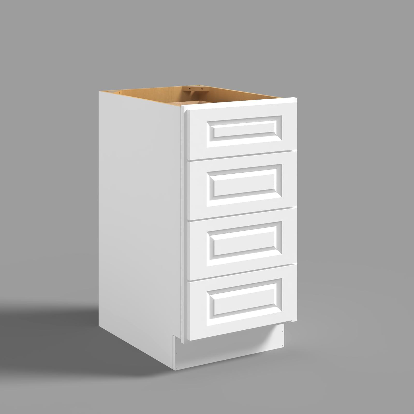Hausvita 15" 4-Tier Undermount Kitchen Drawer Cabinet, RTA Storage Drawer, Full Extension Soft Close Slides, Ample Storage Organizer, MDF &amp; Plywood with UV Coating