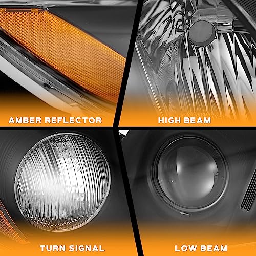 Image of WEELMOTO Anti-Fogging Headlights for 2007-2009 Toyota Camry(Exclude Hybird) | 2007 2008 2009 Camry (US Version), Black Housing Amber Reflector, OEM: 8113006201, 8113006202, 8117006201, 8117006202