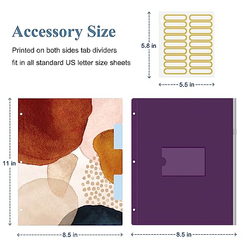 Image of 3 Ring Binder, 1 Inches Round Ring Binder with Clipboard, Dividers Tabs, PVC Zipper Bag Sleeves & to Do List Planners for Women, Men, School, Office Supplies, Abstract Art