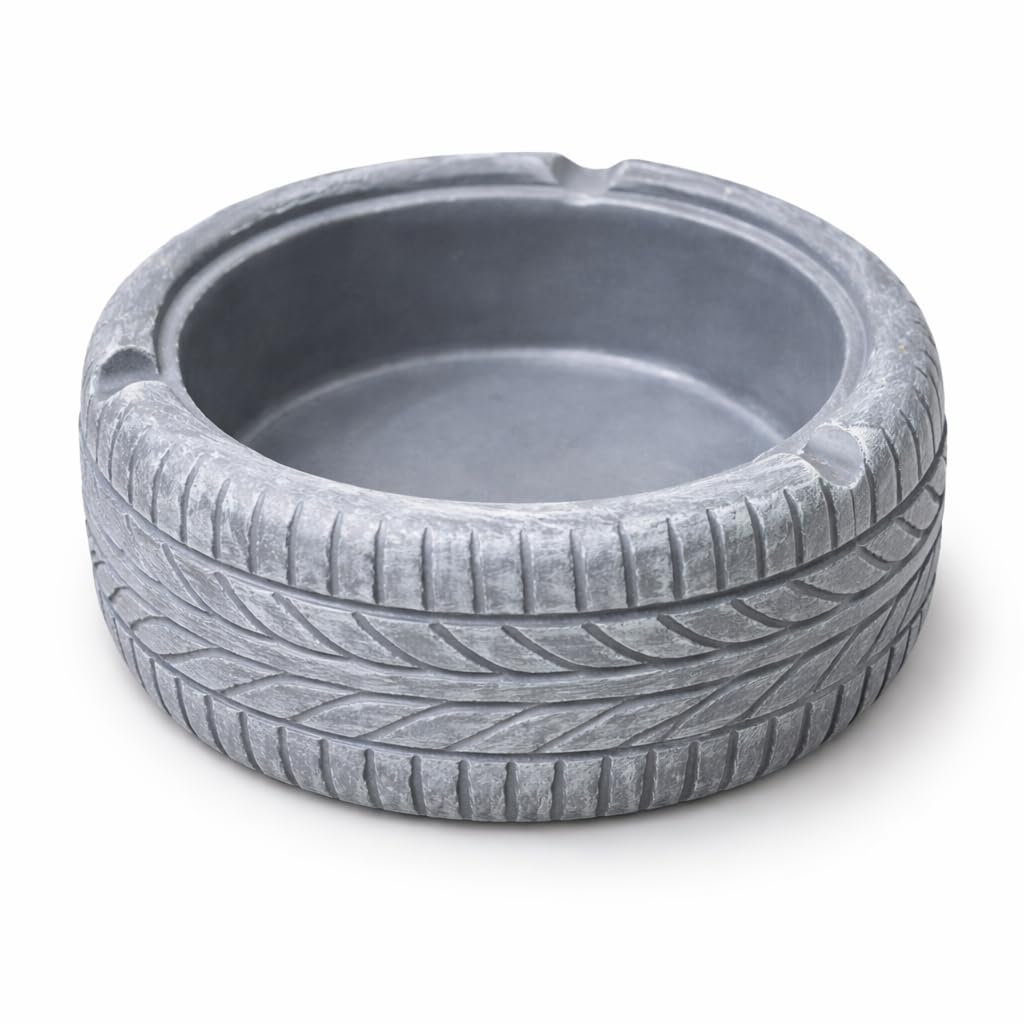 Store2508 Tyre Design Ceramic Ashtray for Home & Office Heavy Durable Smoke Ash Holder with Cigarette Grooves Modern Tabletop Ashtray for Indoor & Outdoor Use Home Decor (Urban Slate)-image-26