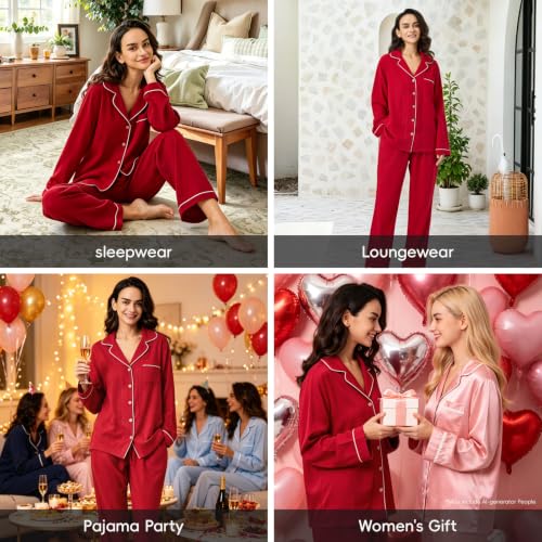 Image of BESTOUCH Womens Pajama Sets: 100% Cotton Muslin Linen Feel