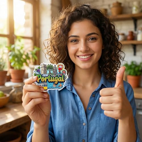 Image of Portugal Fridge Magnet - Premium Engineered Wood, Glossy Finish, HD Print, Precision Laser‑Cut Travel Souvenir Gift, Durable Decorative Refrigerator Magnet