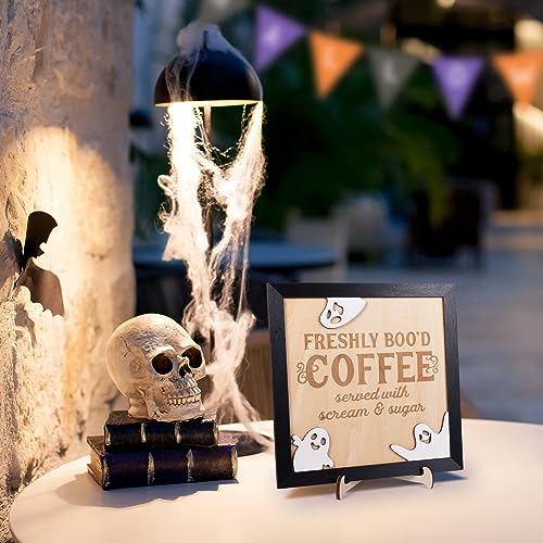FRESHLY BOO’D COFFEE Halloween Signs with Stand, Funny Halloween Coffee Bar Decorations, Wooden Halloween Kitchen Decor Accessories, Cute Coffee Bar Wood Sign, Halloween Retro Home Decor Room Indoor Stuff - image 6