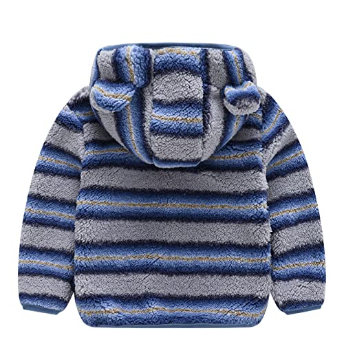 Kids Fleece Sweatshirt Jacket Long Sleeve Thick Warm Jacket Autumn Winter Outerwear (Dark Blue, 2-3 Years)2