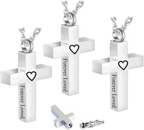 Collar de cremación de cruz para cenizas, collar de urna de cremación conmemorativa, acero inoxidable, negroplata, joyería para mujeres y hombres,