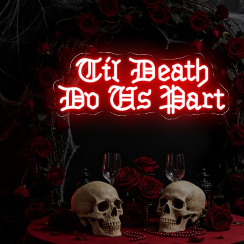 Image of Till Death Do Us Part Neon Sign, Dark Romance LED Light, Gothic Lover Gift