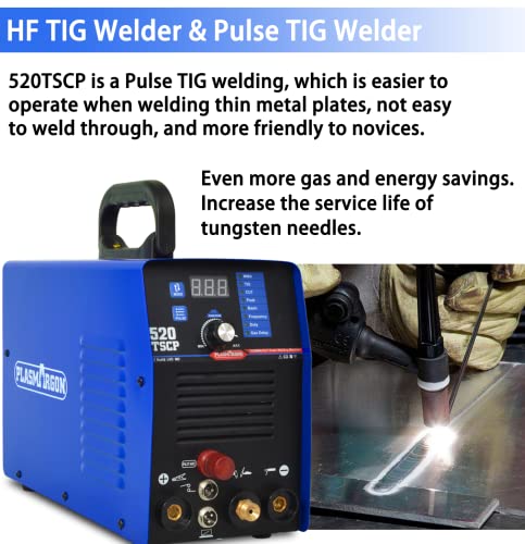 Plasmargon Pilot Arc Plasma Cutter Tig Welder With Pulse Stick Welder Machine- 3 In 1 50A Non-Touch Plasma Cutting 200A Pulse Tig Welding And Mma Welder Machine Dual Voltage 110/220V Digital Panel 520Tscp thumb #3
