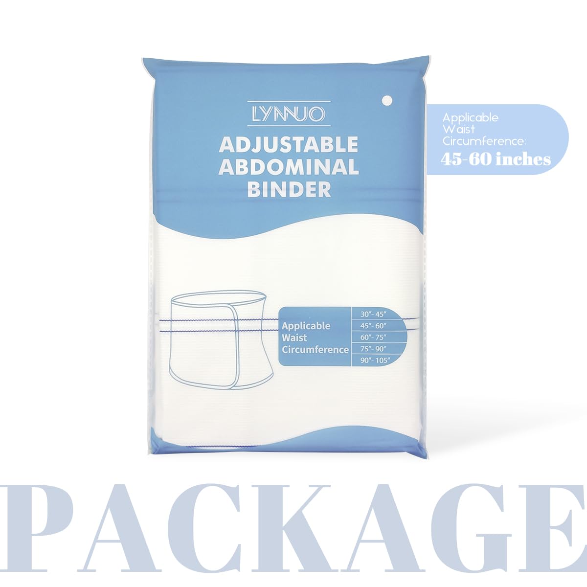 Lynnuo Abdominal Binder Post Surgery, 9-Inch-Wide Post Partum Waist Binder, Stomach Wrap for C Section Recovery (45" - 60")