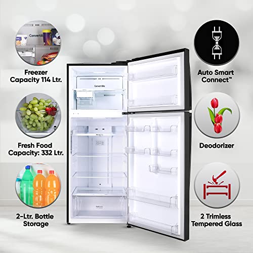 Image of LG 446 L 1 Frost-Free Smart Inverter Compressor Double Door Refrigerator (GL-T502AESR, Ebony Sheen, Convertible With Door Cooling+), Free 1 Year Extended warranty