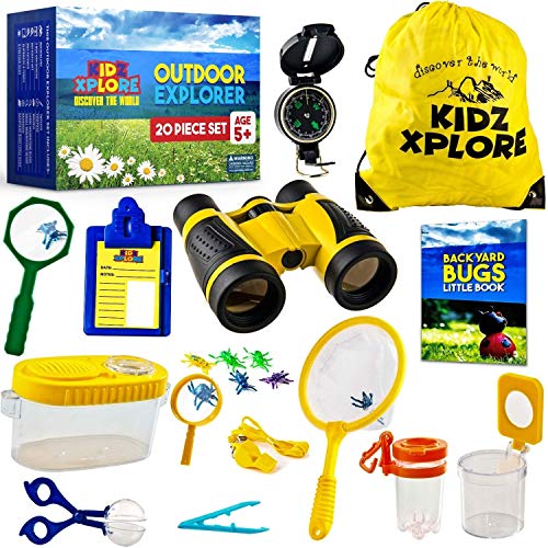 Kidz Xplore Outdoor Explorer Set 20 pc - Nature Exploration Kit Children Outdoor