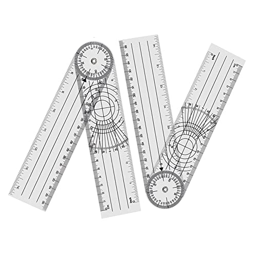 Lizusidtsy 4 Pieces Goniometer Physiotherapy 360 Degree Rotation Protractor Physiotherapy PVC for Physiotherapy, Sports Therapy
