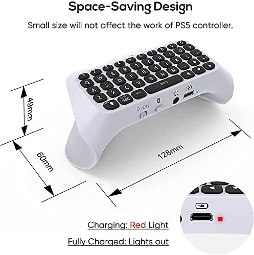 Wireless Mini Keyboard for PlayStation 5 DualSense Wireless Controller,Bluetooth 3.0 Mini Chat Pad Message Game Keyboard Keypad Built-in Speaker, 3.5mm Audio Jack, Messaging and Games For Live Chat