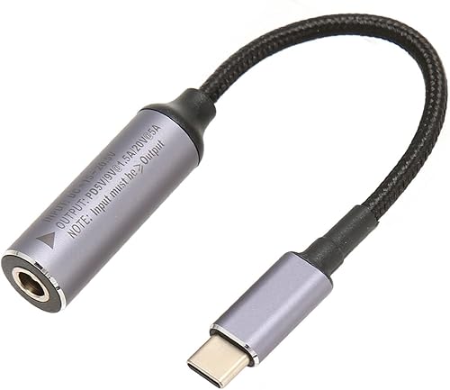 Cable de alimentación CC de 0.217 x 0.098 in a USB C, entrada a USB C macho cable de carga de alimentación, con identificación automática,