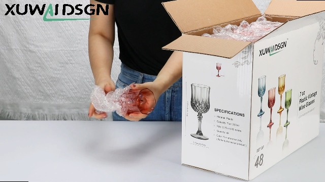XUWAIDSGN 7oz Plastic Vintage Drinking Glasses Wine Glasses Unbreakable Wedding